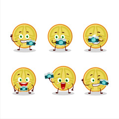 Photographer profession emoticon with slice of lulo cartoon character