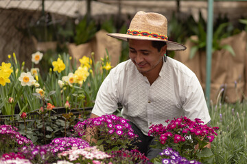 Portrait of a Mexican man working in nursery