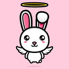 cartoon cute angel bunny vector design