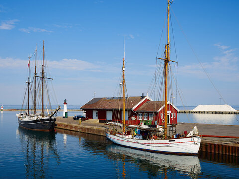 The small port harbor of Assens Denmark