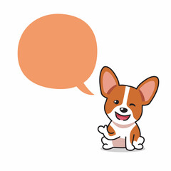 Cartoon character corgi dog with speech bubble for design.
