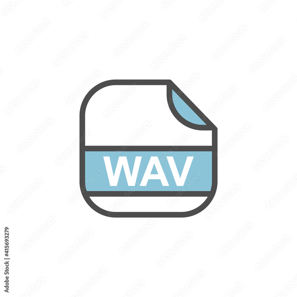 Fototapete wav file extension, rounded square icon with text - format extension icon vector illustration.