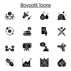 Boycott, business war, trade war icon set vector illustration graphic design