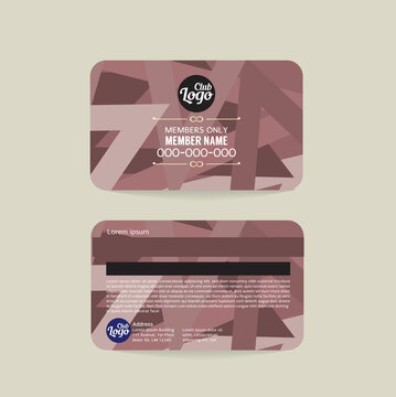 Front And Back Club Member Card Template Abstract Triangle Vector Illustration.