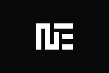 Minimal Innovative Initial NE logo and EN logo. Letter NE EN creative elegant Monogram. Premium Business logo icon. White color on black background - obrazy, fototapety, plakaty