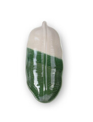  banana leaves plate ceramic isolated on white background