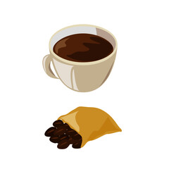 cup of coffee with beans