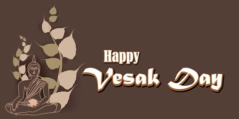 Indian Buddha Purnima festival(vesak day) with text, illustration is showing Buddha seating and absorbed in meditation 