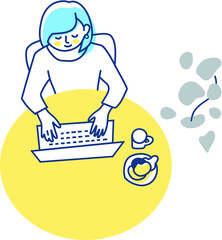 リモートワークをする若い女性
