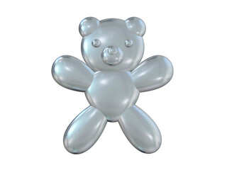 3d illustration. Silver bear isolated on white background.