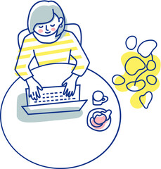 リモートワークをする若い女性
