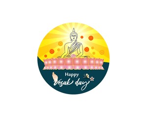 Indian Buddha Purnima festival(vesak day) with text, illustration is showing Buddha seating and absorbed in meditation 