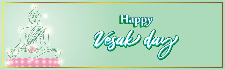 Indian Buddha Purnima festival(vesak day) with text, illustration is showing Buddha seating and absorbed in meditation 