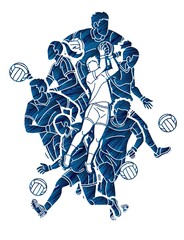Gaelic Football Male and Female Players Action Cartoon Graphic Vector