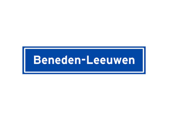 Beneden-Leeuwen isolated Dutch place name sign. City sign from the Netherlands.