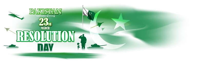 Vector illustration concept of Pakistan day greeting, 23 March, Resolution Day,  patriotic poster, banner