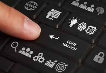 Business, Technology, Internet and network concept. Core values responsibility ethics goals company...