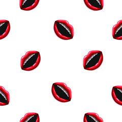 Seamless Pattern Abstract Elements Lips Mouth Vector Design Style Background Illustration