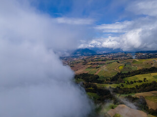 Beautiful aerial view of the Meadow hills in Cartago Costa Rica 