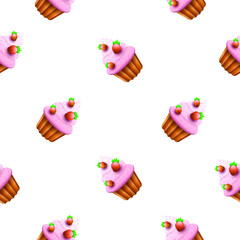 Seamless Pattern Abstract Elements Cupcake Sweet Birtday Vector Design Style Background Illustration