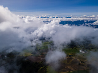 Obraz premium Beautiful aerial view of the Meadow hills in Cartago Costa Rica 