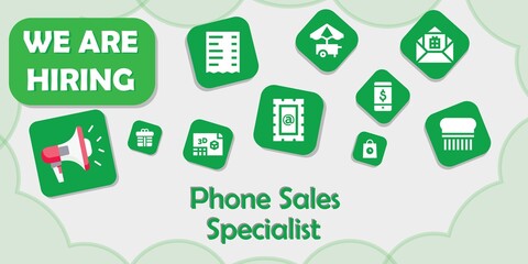 we are hiring phone sales specialist vector illustration