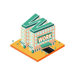 Characteristic office building vector illustration