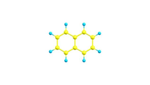 Naphtalene molecule rotating video on white