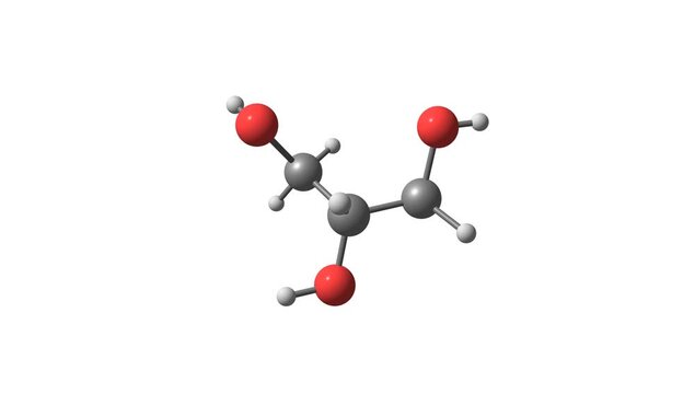 Glycerol molecule rotating video on white