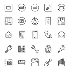 House icon set. Collection of high-quality black outline logo for web site design and mobile apps. Vector illustration on a white background.