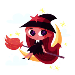 illustration of a witch with a broom