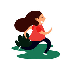 Girl running outdoors vector illustration