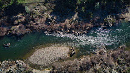 Aerial view of American river near Coloma California 