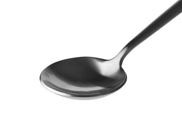 empty steel spoon isolated on white background