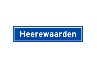 Heerewaarden isolated Dutch place name sign. City sign from the Netherlands.