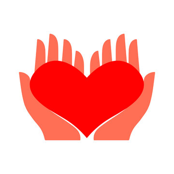 Two women's or children's hands with a heart. Vector illustration