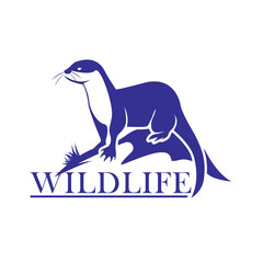 Stylish Wildlife Lettering with beavers logo design vector illustration