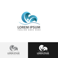 blue abstract healthy people logo design vector illustrations