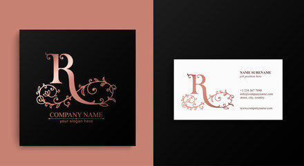 Premium Vector R logo. Monnogram, lettering and business cards. Personal logo or sign for branding an elite company.