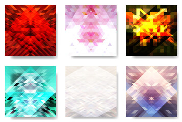 6 pixelated patterns : fire, cherry blossoms, sunset, water, snow