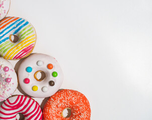 Tasty donuts isolated on white background.