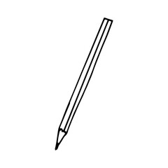 pencil icon, sticker. sketch hand drawn doodle style. vector, minimalism, monochrome. write, stationery, draw.