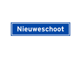 Nieuweschoot isolated Dutch place name sign. City sign from the Netherlands.