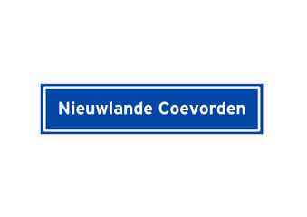 Nieuwlande Coevorden isolated Dutch place name sign. City sign from the Netherlands.