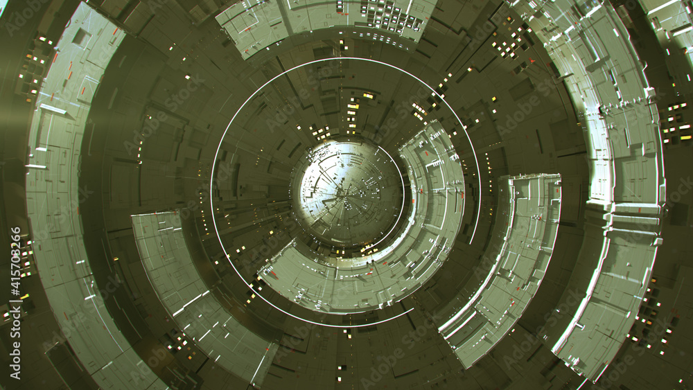Poster glowing green futuristic circular shape 3d rendering