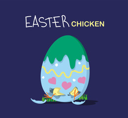 Easter little chicken. Congratulations on Easter. Postcard, decor, layout.