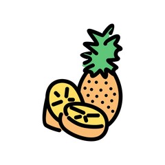 Pineapple vector icon isolated on white background. Hand drawn vector illustration