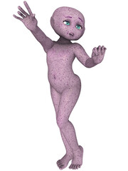 3d render of a cute toon alien