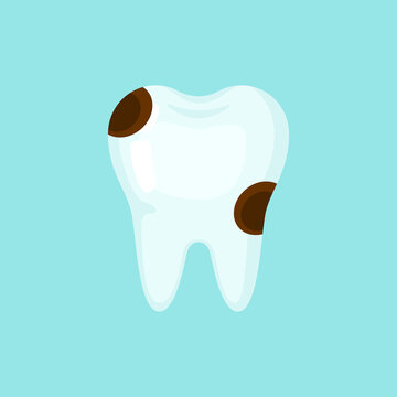 Ill caries tooth, cute colorful vector icon illustration. Cartoon flat isolated image