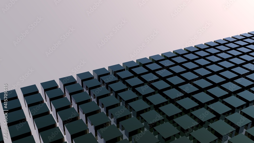 Poster 3d abstract background from cubes. rendering an image. cubic wallpaper on a desktop.
